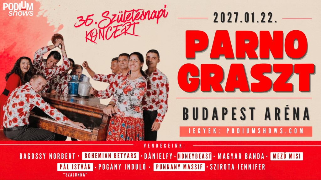 Parno Graszt koncertplakát, Budapest Aréna, 2027. január 22.